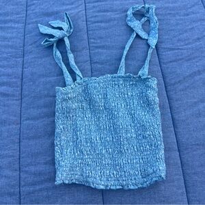 Abercrombie & Fitch Smocked Blue Floral Cotton Crop Top Size XS
